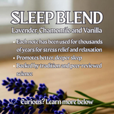 Sleep blend explainer with lavender flowers on a wooden background